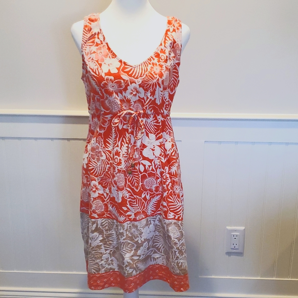 Tommy Bahama SWEET dress. Gently used. Orange, tan and ivory.